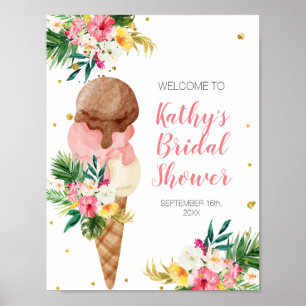 Ice Cream Summer Floral Vrijgezellenfeest Welcome  Poster