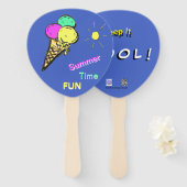 Ice Cream Summer Time Fun Paddle Hand Fan Handwaaier (Voorkant en achterkant)