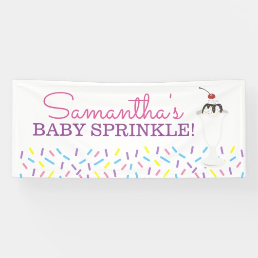 Ice Cream Sundae Baby Sprinkle Custom Banner (Horizontaal)