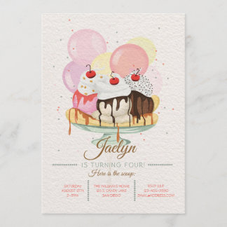 Ice Cream Sundae Birthday Party - Uitnodiging