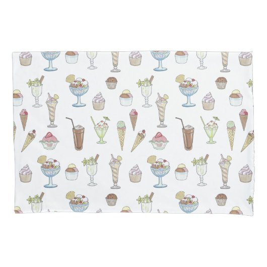 Ice Cream Sundae Collage Kussensloop (Voorkant-Links)