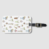 Ice Cream Sundae Desserts Pattern White Bagagelabel (Voorkant (horizontaal))
