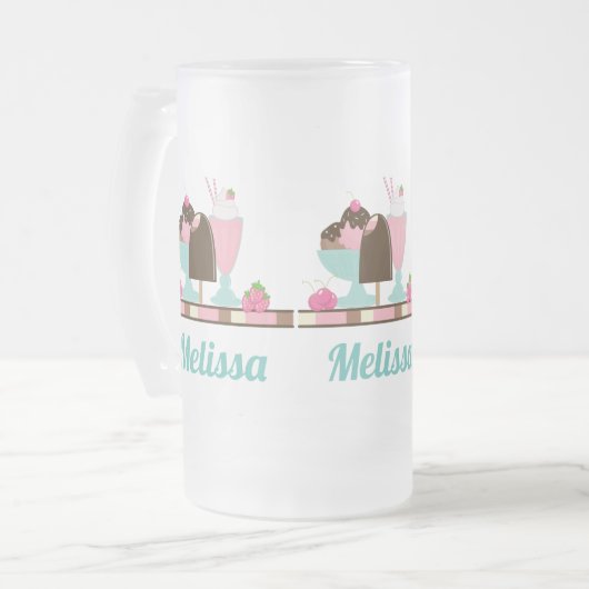 Ice Cream Sundae en Andere DeliciousTres Matglas Bierpul (Voorkant links)