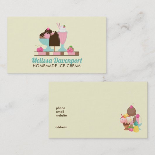 Ice Cream Sundae en andere heerlijke traktaties Visitekaartje (Voorkant / Achterkant)
