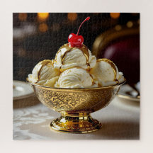 Ice Cream Sundae met gouden siroop Blank