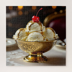 Ice Cream Sundae met gouden siroop Blank Legpuzzel
