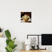 Ice Cream Sundae met gouden siroop Blank Poster (Thuiskantoor)