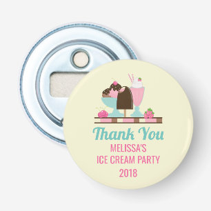 Ice Cream Sundae Party Hartelijk dank Button Flesopener