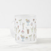 Ice Cream Sundae Pattern White Matglas Koffiemok (Voorkant links)