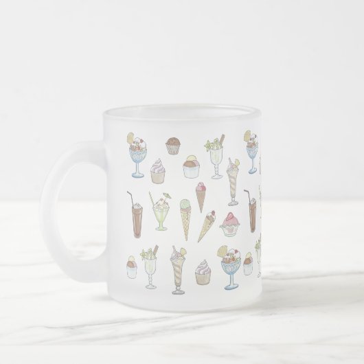Ice Cream Sundae Pattern White Matglas Koffiemok (Links)