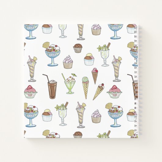 Ice Cream Sundae Pattern White Notitieboek (Achterkant)