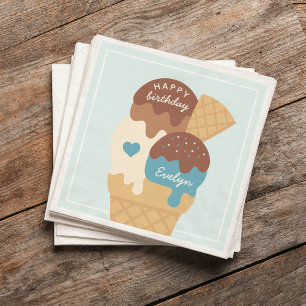 Ice Cream Sundae Persoonlijke kinderen Birthday Pa Servet