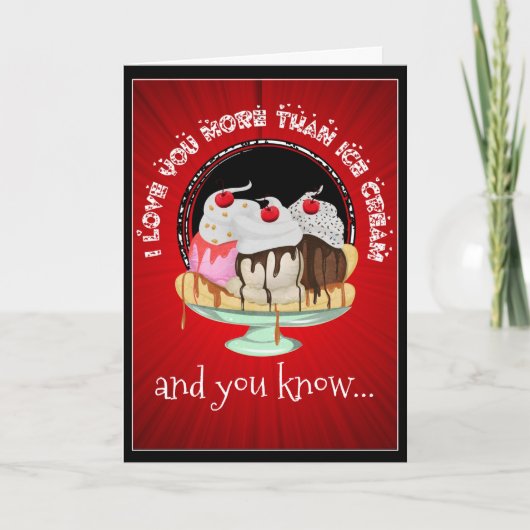 Ice Cream Sundae Red Black Fun for Husband Modern Feestdagen Kaart (Voorkant)