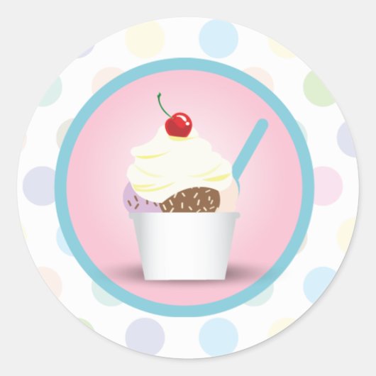 Ice Cream Sundae Ronde Sticker (Voorkant)