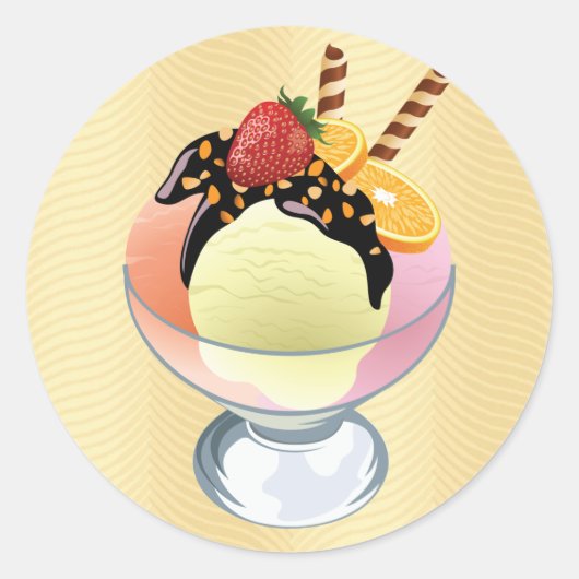 Ice Cream Sundae Ronde Sticker (Voorkant)