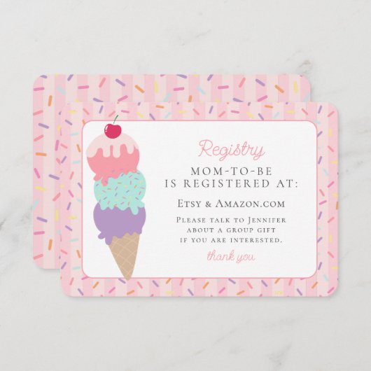 Ice Cream Sundae schepte het Vrijgezellenfeest reg Informatiekaartje (Voorkant / Achterkant)