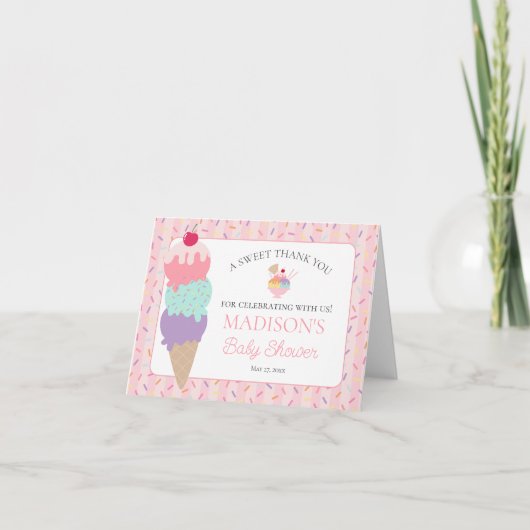 Ice Cream Sundae Sprinkled Baby Dank u kaart (Voorkant)