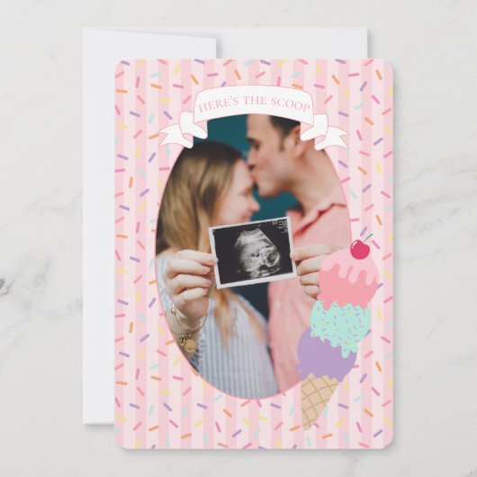 Ice Cream Sundae Sprinkled with Love Baby Shower Kaart (Achterkant)