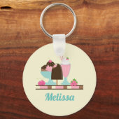 Ice Cream Sundae Summery behandelt Aangepast Sleutelhanger (Voorkant)