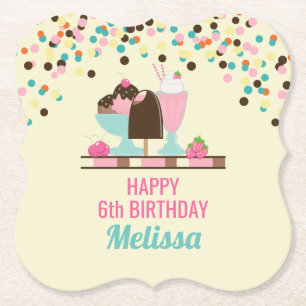 Ice Cream Sundae Summery behandelt Birthday Kartonnen Onderzetters