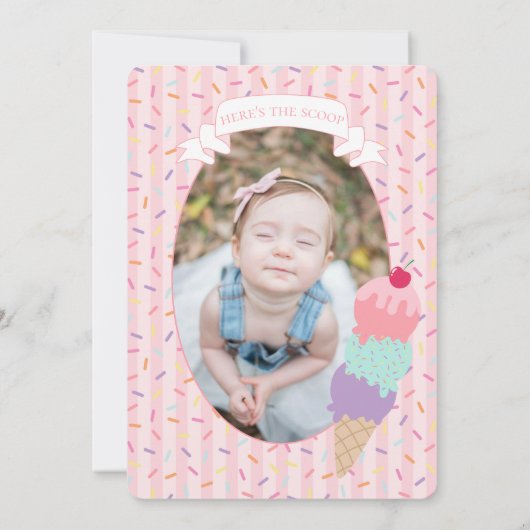 Ice Cream Sundae Sweet One Eerste Verjaardagsfeest Kaart (Achterkant)