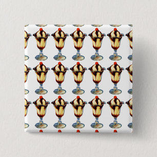  Ice Cream Sundae Vierkante Button 5,1 Cm