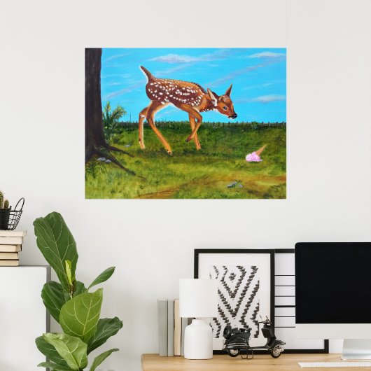Ice Cream Surprise Deer Fine Art Poster (Thuiskantoor)