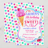 Ice Cream Sweet behandelt de uitnodiging van de Bi (Voorkant / Achterkant)