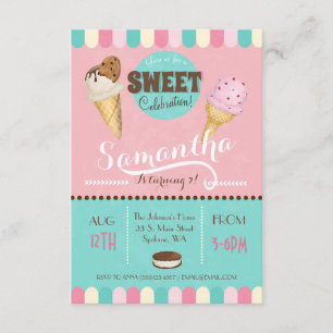 Ice Cream Sweet Birthday Party nodigt uit Kaart