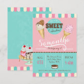Ice Cream Sweet Birthday Party Uitnodigen Kaart (Voorkant / Achterkant)