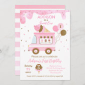Ice Cream Sweet One First 1st Birthday Invitations Save The Date (Voorkant / Achterkant)