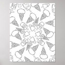 Ice Cream Swirl - Kleurenpagina Poster