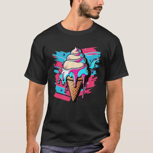 Ice Cream Synthwave 80s Retrowave Aesthetic  1 T-shirt (Voorkant)