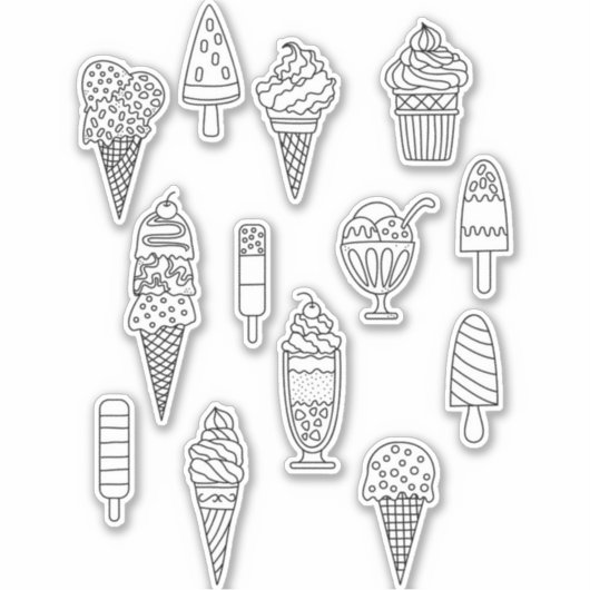 Ice Cream-tekensticker Sticker (Voorkant)