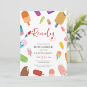 Ice cream thema baby shower kaart (Staand voorkant)