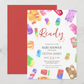 Ice cream thema baby shower kaart (Voorkant / Achterkant)