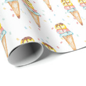 Ice Cream Theme Birthday, Editable Invitation Cadeaupapier (Rol Hoek)