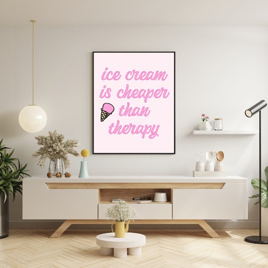 Ice Cream Therapy - Funny Summer Quote Poster