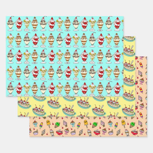 Ice Cream Thmed Birthday Inpakpapier Vel (Set)