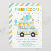 Ice Cream Truck 3 Scoops of Fun 3rd Birthday Kaart (Voorkant / Achterkant)