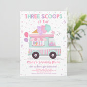 Ice Cream Truck 3 Scoops of Fun 3rd Birthday Kaart (Staand voorkant)