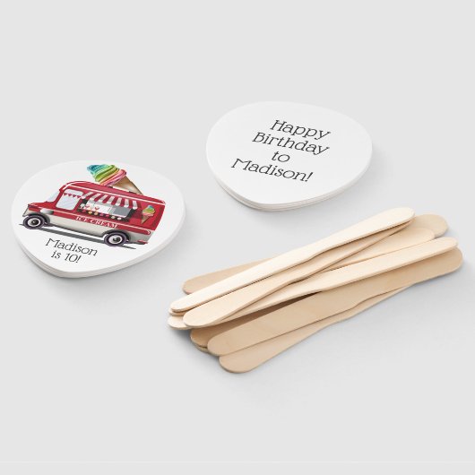 Ice Cream Truck aangepaste tekst ventilator set Handwaaier (Niet-gemonteerd)