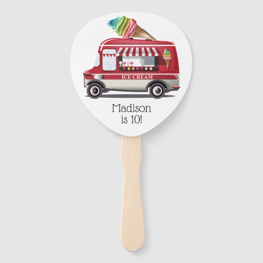 Ice Cream Truck aangepaste tekst ventilator set Handwaaier (Voorkant)