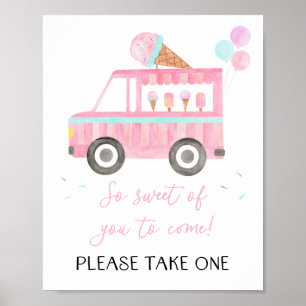 Ice Cream Truck Birthday Favor Sign Poster
