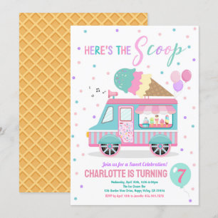 Ice Cream Truck Birthday Party Invitation Any Age Kaart