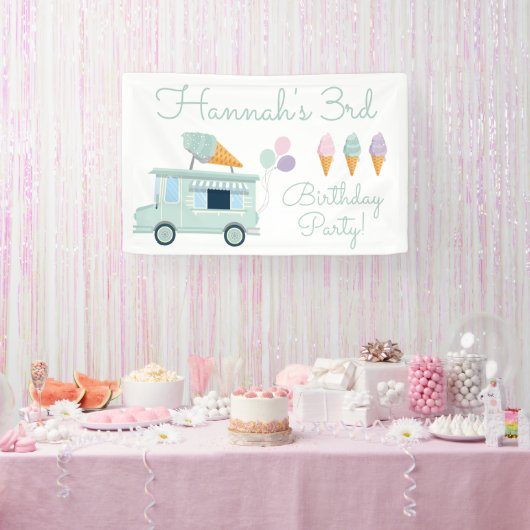 Ice Cream Truck Birthday Party Spandoek (Feest)