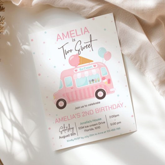 Ice Cream Truck Birthday Uitnodiging