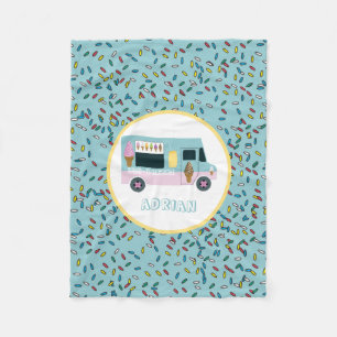 Ice Cream Truck Design Aangepaste naam Fleece Deken