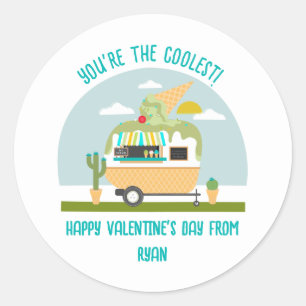 Ice Cream Truck Groene Klaslokaal Valentijn Ronde Sticker