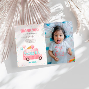 Ice Cream Truck Hier is de Scoop Verjaardag Foto Bedankkaart